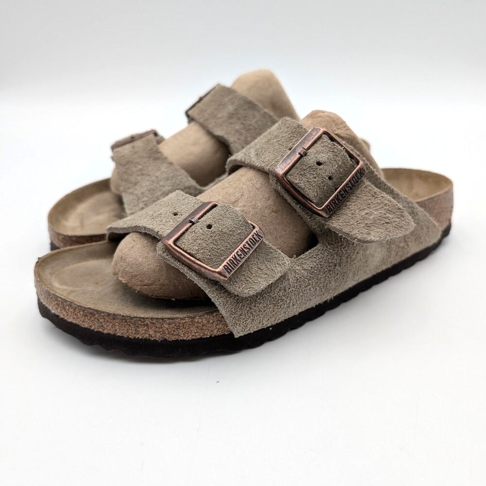 Birkenstock Arizona Genuine Shearling Sandals Unisex Taupe Size US W7/M5 EU38
